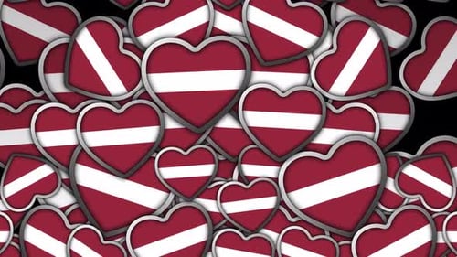 Latvian Flag Hearts Reveal Animation