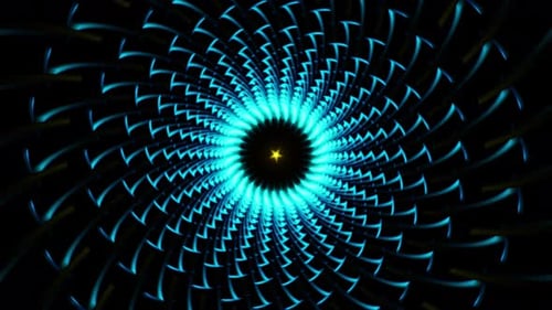Loop Seamless VJ Motion Background Featuring Spiraling Neon Kaleidoscope Vortex