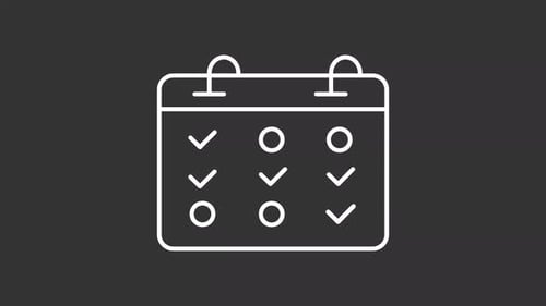 Animated Calendar Scheduling Icon with Checkmarks and Circles