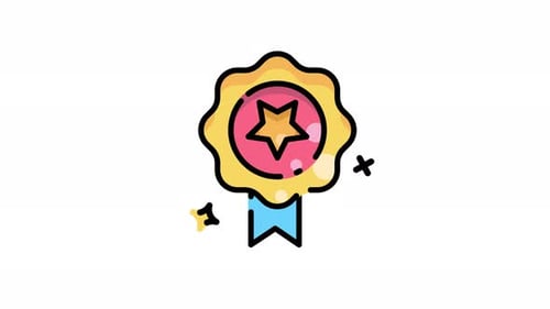 Animated Quality Award Badge Icon with Ribbon
