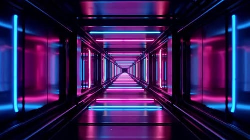 Futuristic Sci Fi Neon Tunnel Motion Background