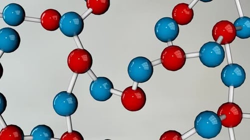 Vibrant molecular structure with red and blue atoms