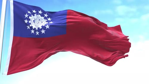 Myanmar Burma Horizontal Flag In The Sky Speed Waving