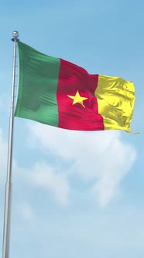 Cameroon Vertical Flag With The Sky