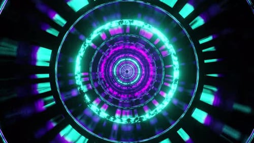 Purple And Blue Multicolored Endless Vj Loop Circle Tunnel 4K