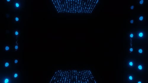 Blue Neon Tunnel of Digital Cubes Animation
