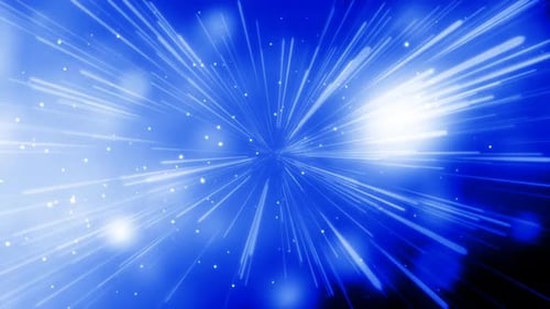 Abstract Blue Light Streaks Hyperspace Tunnel Background