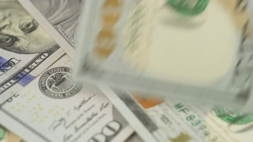 Cash Flow Lot of Money Hundred USD Macro View Currency Banknotes Finance