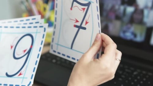 Learning Numbers on Video Call, Close Up
