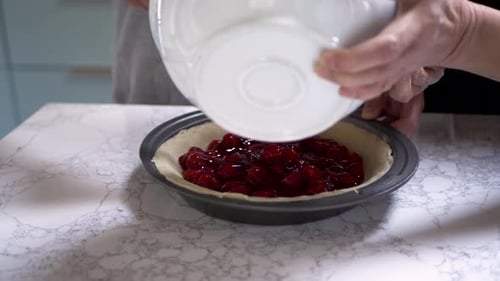 Filling Cherry Pie Crust with Sweet Filling