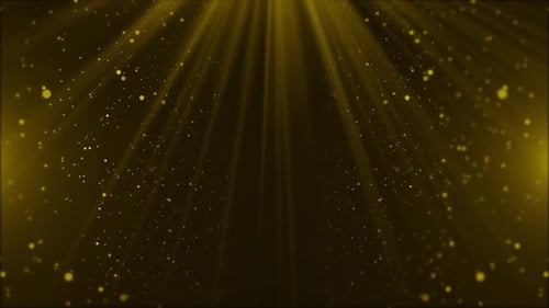 Golden Sparkling Particles with Light Rays Background Loop
