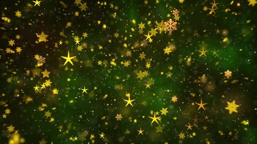 Golden Stars and Snowflakes Christmas Holiday Celebration Background