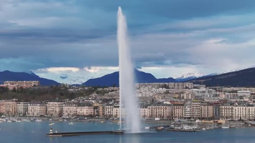 Luftbild Video dem Genfersee und dem Grand Fountain, Europa