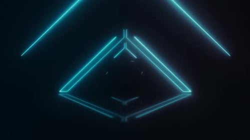 Neon Geometric Triangle Tunnel Loop Background Animation