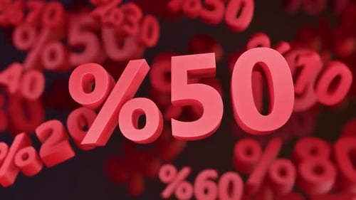 Dynamic Red 3D Percentage Numbers Animation