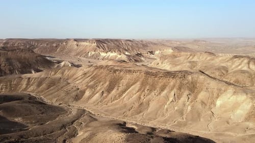 Aerial Cinematic Top Shot Desert Landscape Israel Negev