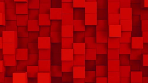 Abstract Geometric Red Cubes Moving Seamless Loop Background