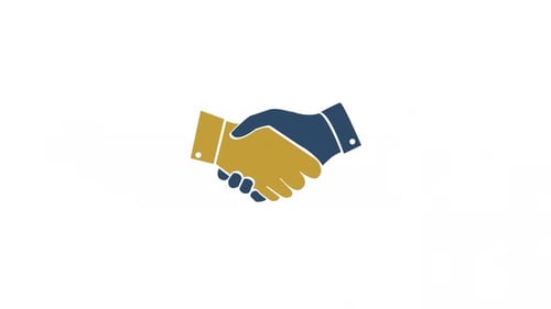 Animated Flat Design Handshake Icon for Business Partnership