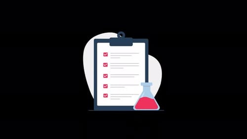 Animated Science Checklist with Laboratory Flask