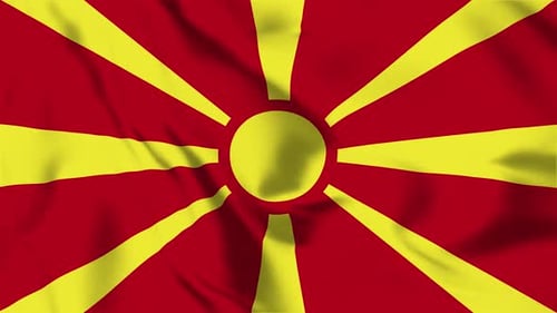 Realistic Waving Flag Animation of North Macedonia