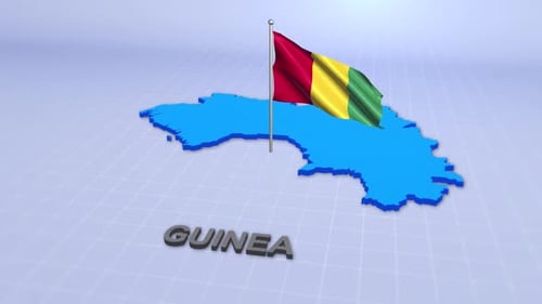 Guinea Map and Flag 3D Presentation Animation