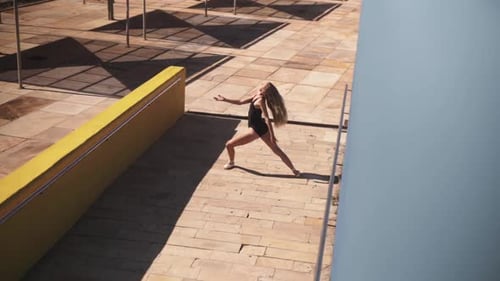 Ballerina practicing contemporary moves at Barcelona