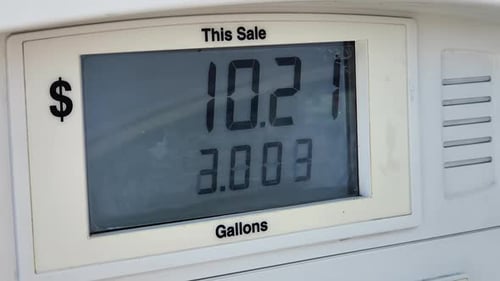 Gas Pump Digital Screen Counting Refuel in Dollars and Gallons Counter in Gasoline Station