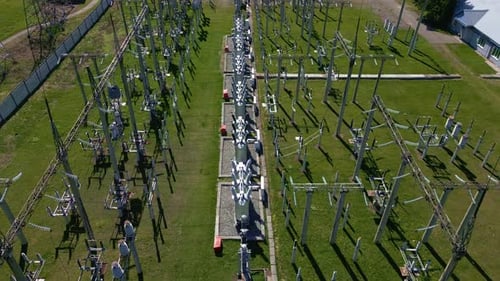Aerial View of Power Station Equipment