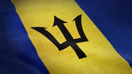 Barbados National Flag Waving Seamless Loop