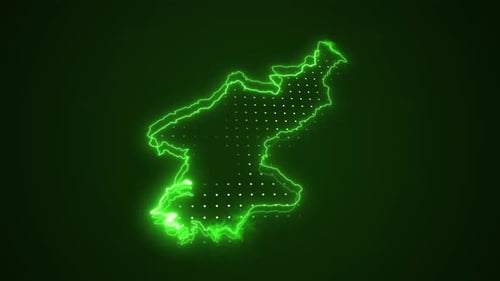 Digital Neon Country Map Outline Reveal Animation