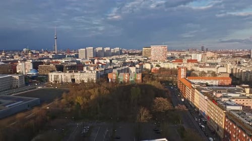 Aerial view of residential buildings in Berlin city centre.