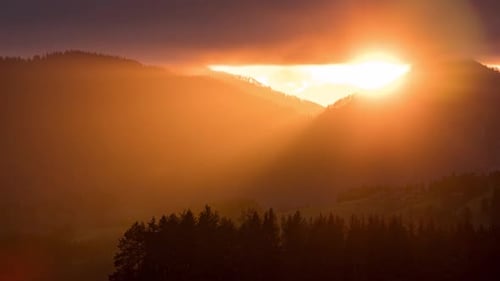 Mountains Bathed in Golden Light at Sunset