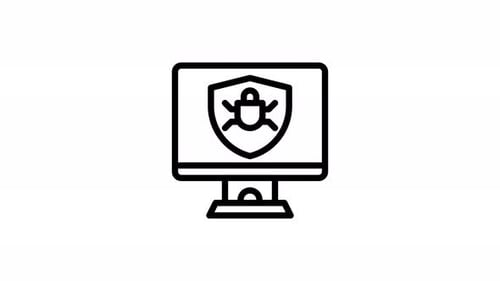 Animated Computer Monitor Cyber Security Bug Shield Icon