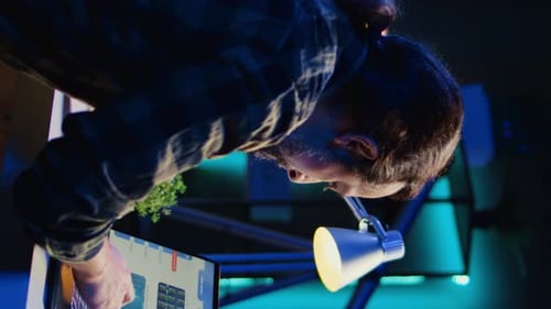 Man Working on Computer Late at Night