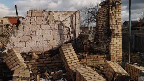 Damaged House Destroyed City Collapsed Building