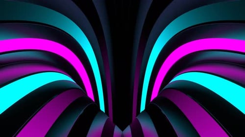 Circle Moving Cyan And Pink Neon Lines Background Vj Loop In 4K