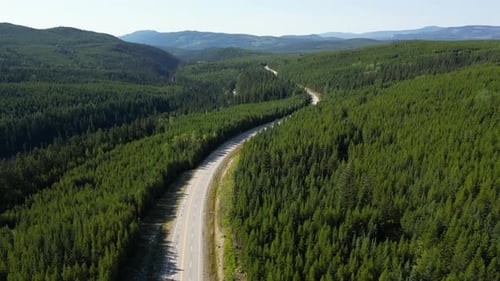 Winding Highway Through Mountain Forest. British Columbia, Canada.
