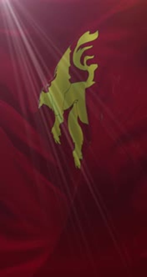 Crowned Golden Griffin Crest Reveal on Waving Fabric