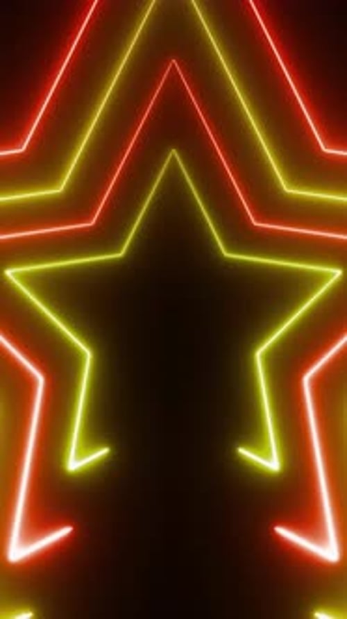 Neon Glowing Star Loop Background