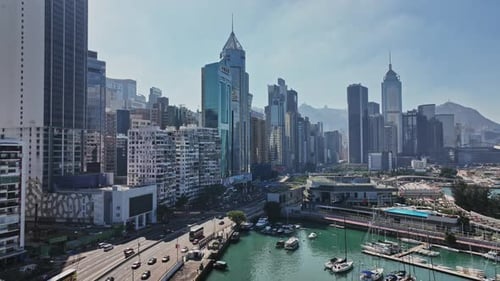 A view of a city with boats in the water