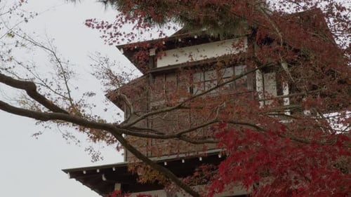 Autumn Temple in Japan: Red Leaves Beauty