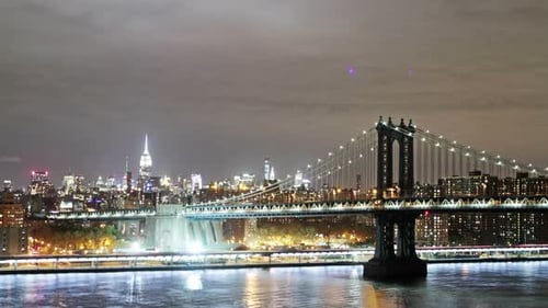 Manhattan Bridge at Night, Time Lapse America