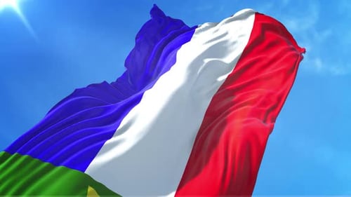 Realistic Waving Flag with Blue White Red Green Stripes