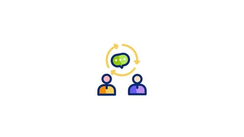 Animated Icon of People Discussing in Flat Design