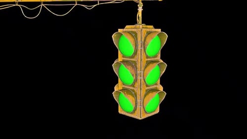 Modern Green Traffic Light Animation with Alpha Channel