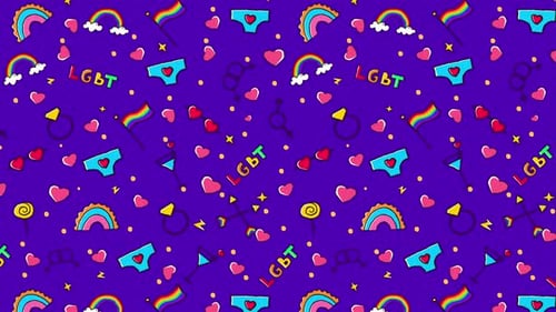 Colorful LGBT Love and Pride Cartoon Doodle Pattern Loop