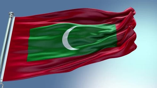 Maldives National Flag Waving Realistic Loop Animation