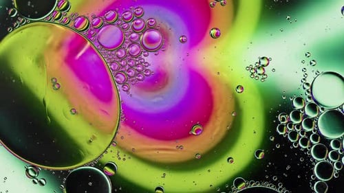 Abstract Colorful Liquid with Bubbles Macro Shot