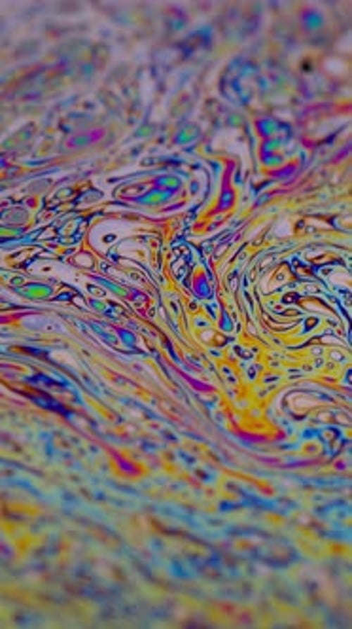 Vertical Abstract Soap Bubble Gasoline Leak Paint