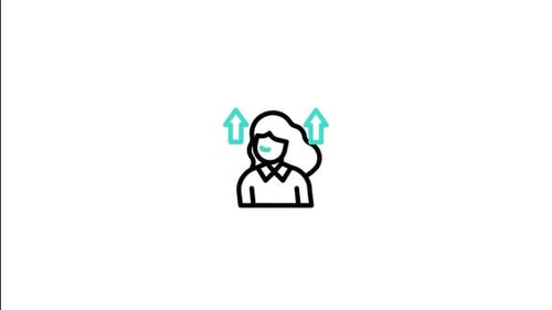 Animated Flat Design User Growth Icon with Upward Arrows